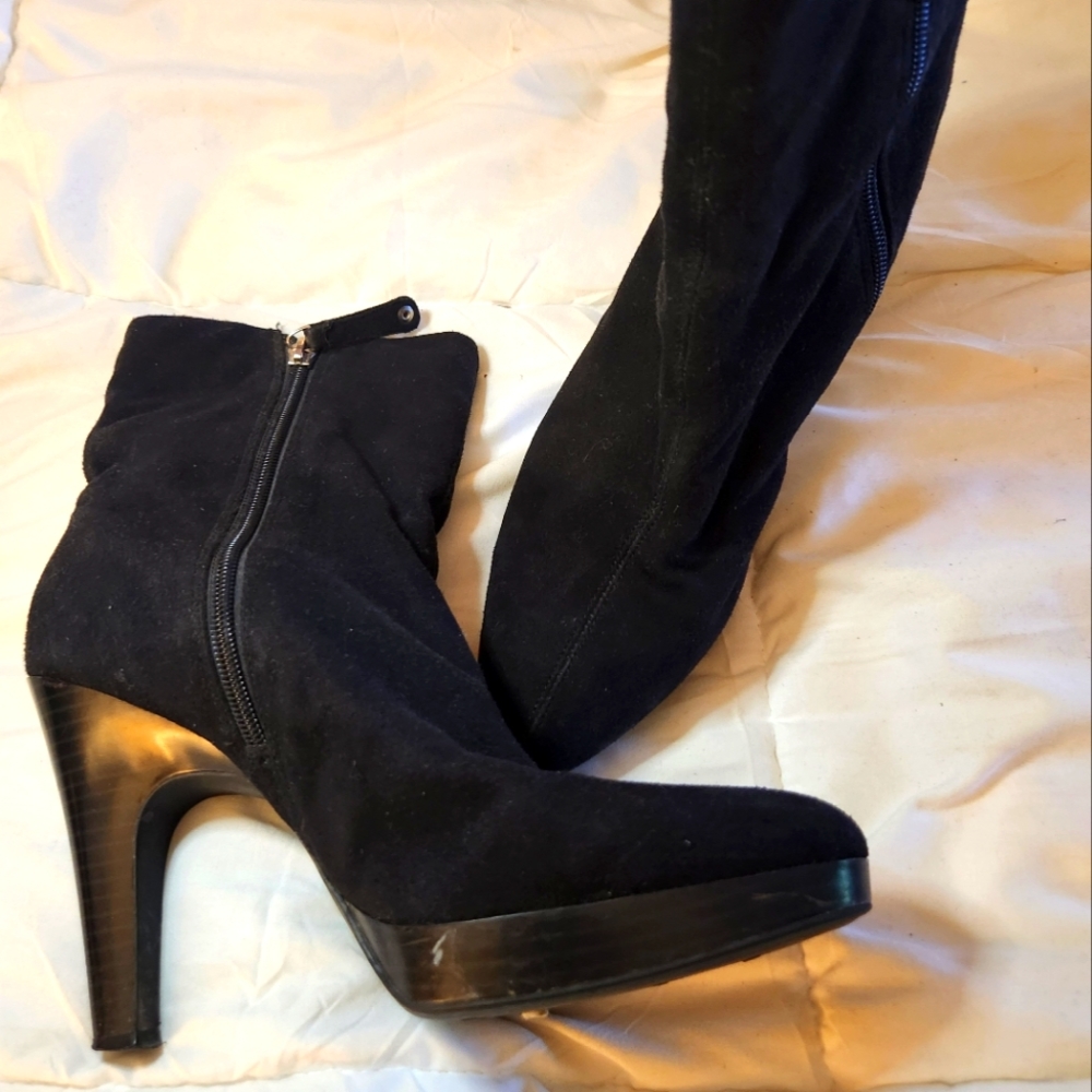 Women's black high heel half boot
